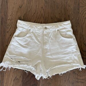 ROLLA'S Cream Distressed Jean Shorts